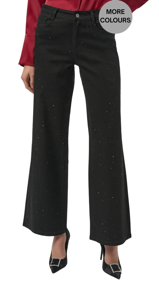 Classic Wide Leg Rhinestone Jeans. Style JR254962