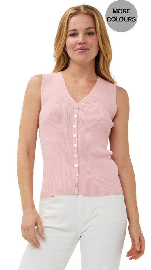 Button Front Rib Knit Top. Style ESQSP2507014