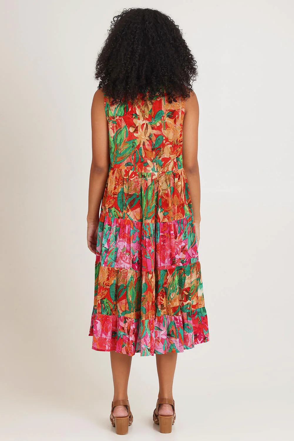 "Sao Paulo" Sleeveless Tiered Tassel Tie Dress. Style ORI30-217