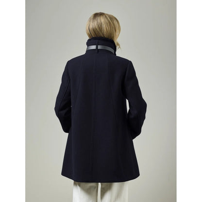 Belt Buckle & Fur Lined Stand Statement Collar Wool Coat. Style JUN2417