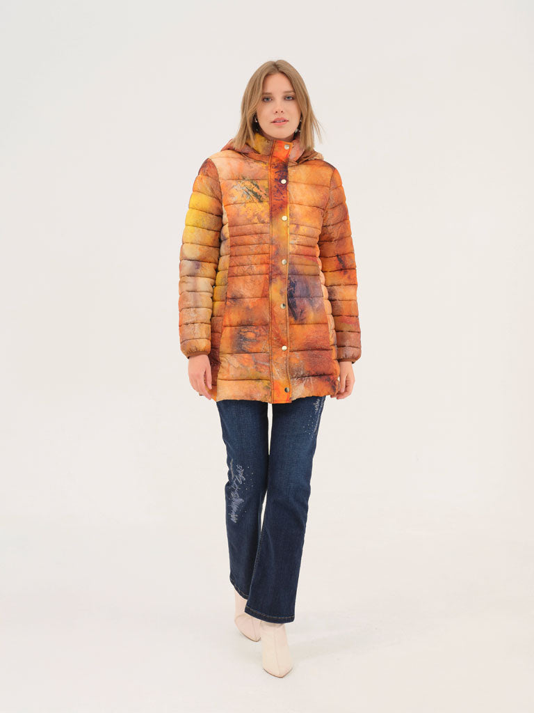 "Mother Earth" Artist Print Puffer Jacket. Style DOLC75842