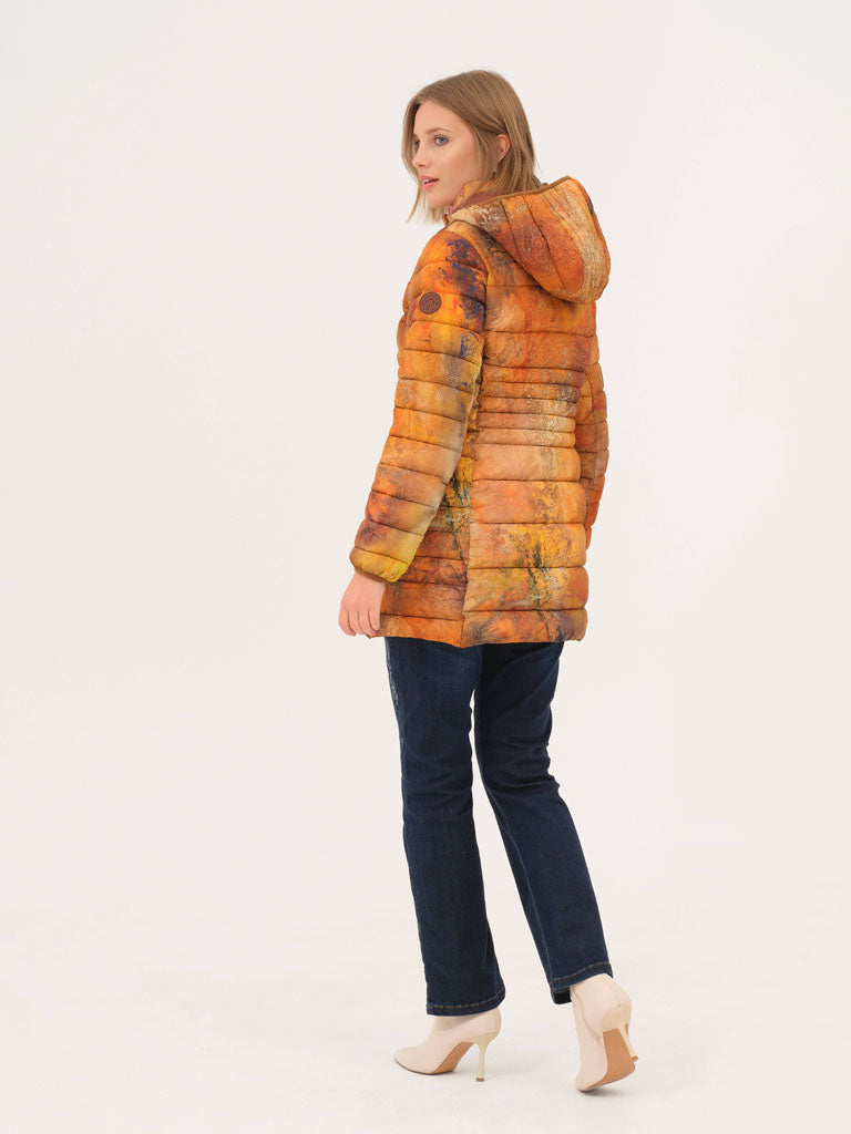 "Mother Earth" Artist Print Puffer Jacket. Style DOLC75842