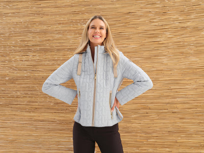 Quilted Lightweight Hooded Zip Front Jacket. Style DOLC76803