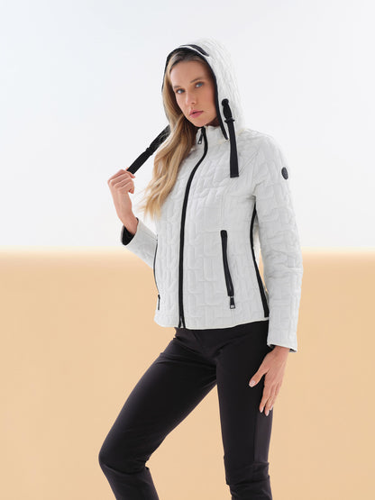 Quilted Lightweight Hooded Zip Front Jacket. Style DOLC76803