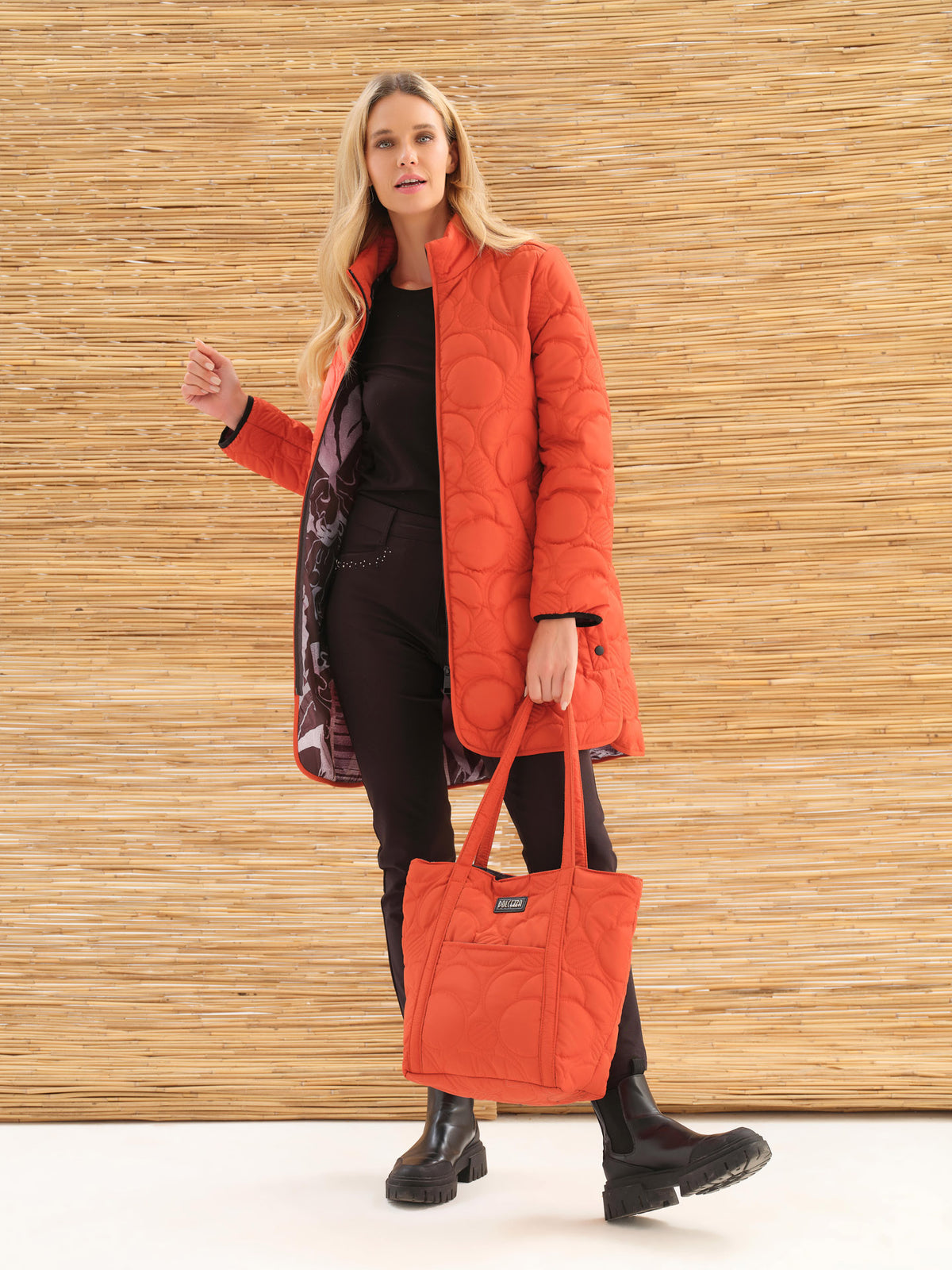 Quilted Zip Front Mandarin Collar Jacket. Style DOLC76805