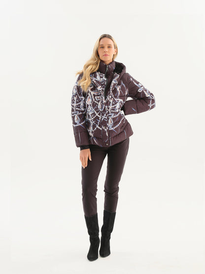 "Chandelier 11" Artist Print Fur Lined Hood Puffer Jacket. Style DOLC76832