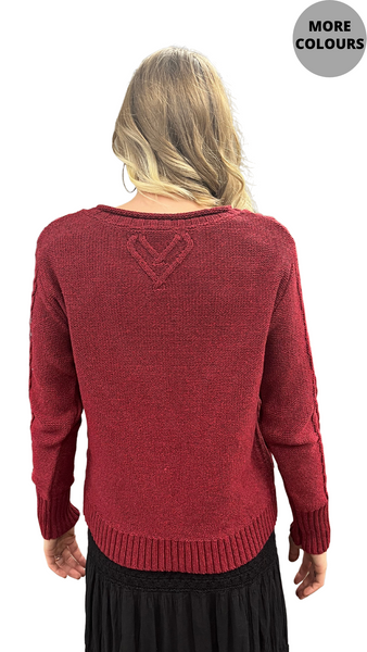 Zaria Heart Cable Crew Neck Sweater. Style PH85174