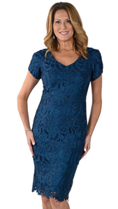 Lacy Brocade Overlay Dress. Style FL239394