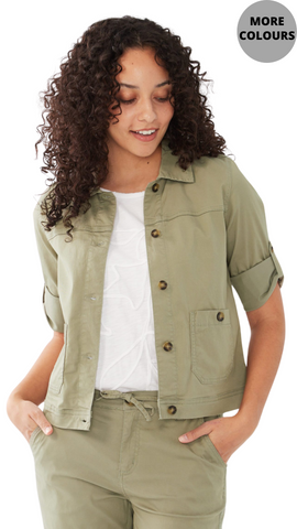 Cropped Cargo Rolled Sleeve Jacket. Style FD1288944