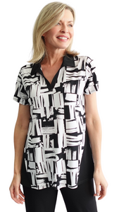 Collared Echo Print Top. Style SW92387
