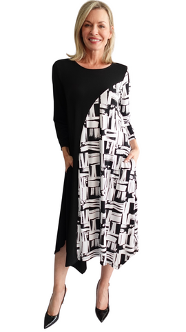 Echo & Black Half Print Dress. Style SW97262