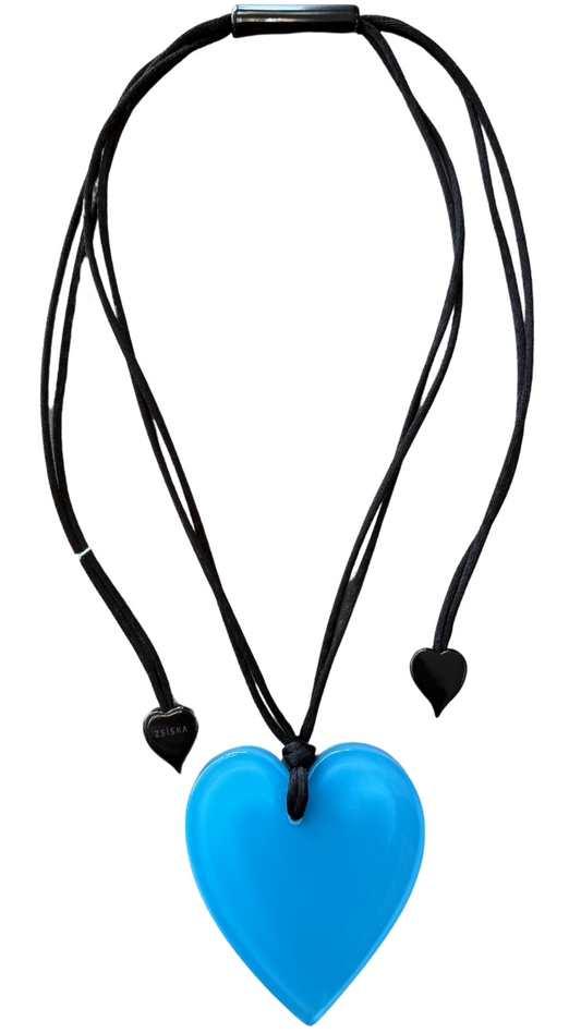 Colourful Statement Collection Large Bright Blue Heart Necklace. Style 50602039230Q00