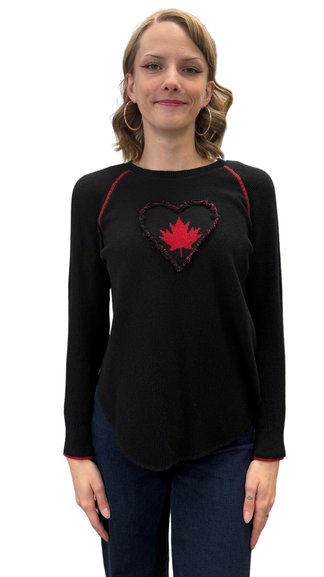 Frayed Edge Maple Leaf Sweater. Style PH80121