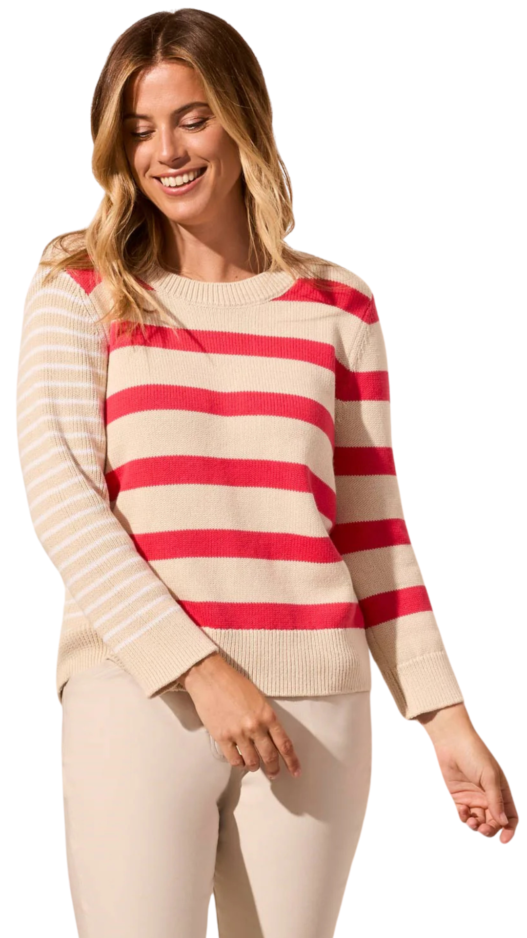 Striped Contrast Side Sweater. Style TR2159O-576