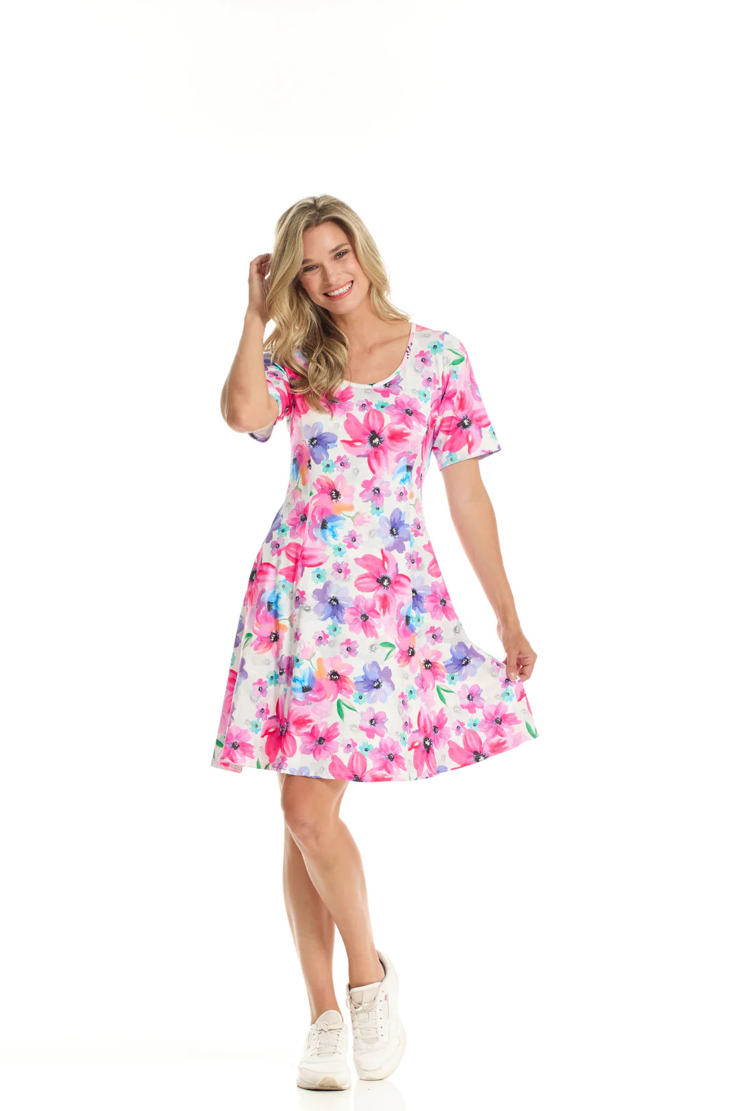 Floral Print Short Sleeve Dress. Style GITPARIS-18816P