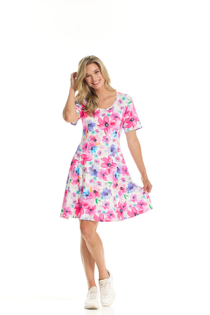 Floral Print Short Sleeve Dress. Style GITPARIS-18816P