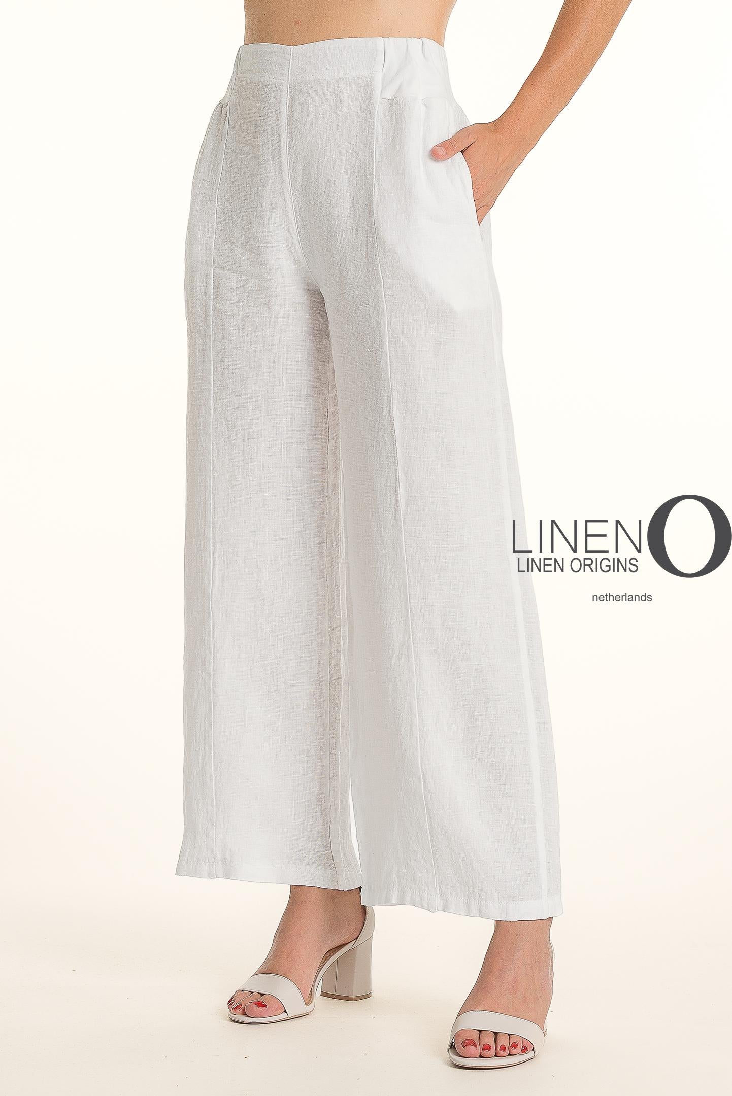 Pull-On Soft Waistband Wide Leg Linen Pant. Style LOPT842