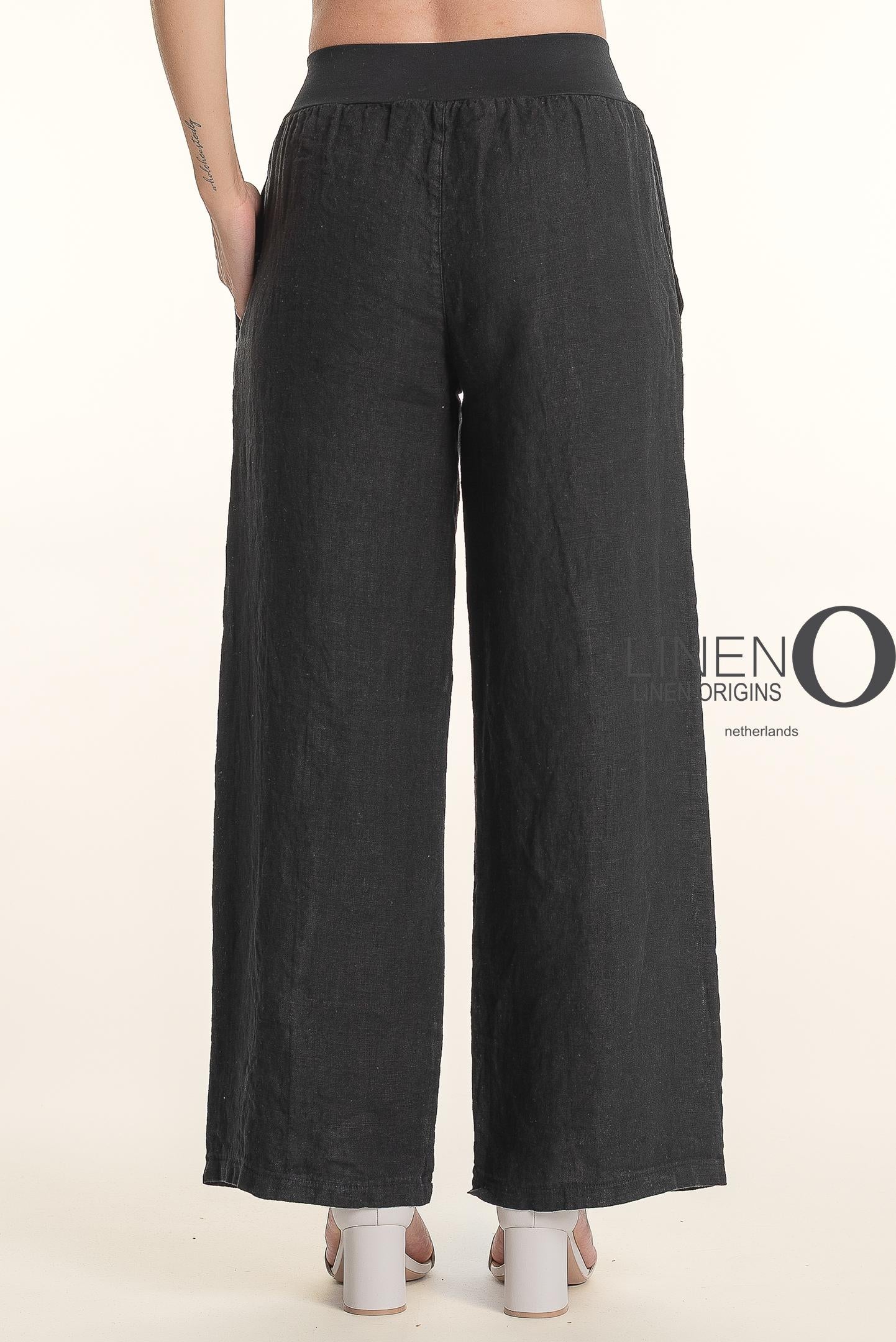 Pull-On Soft Waistband Wide Leg Linen Pant. Style LOPT842