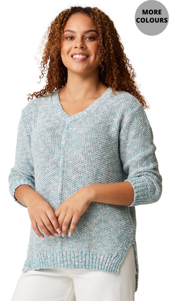 Flower Moon V-Neck Knit Sweater. Style PH75287