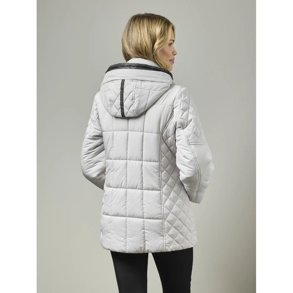 Removable Hood Quilted Puffer Zip & Snap Button Closure Jacket. Style JUN2468