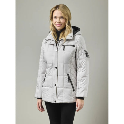Removable Hood Quilted Puffer Zip & Snap Button Closure Jacket. Style JUN2468