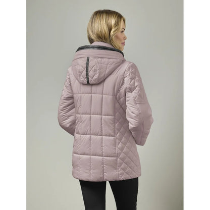 Removable Hood Quilted Puffer Zip & Snap Button Closure Jacket. Style JUN2468