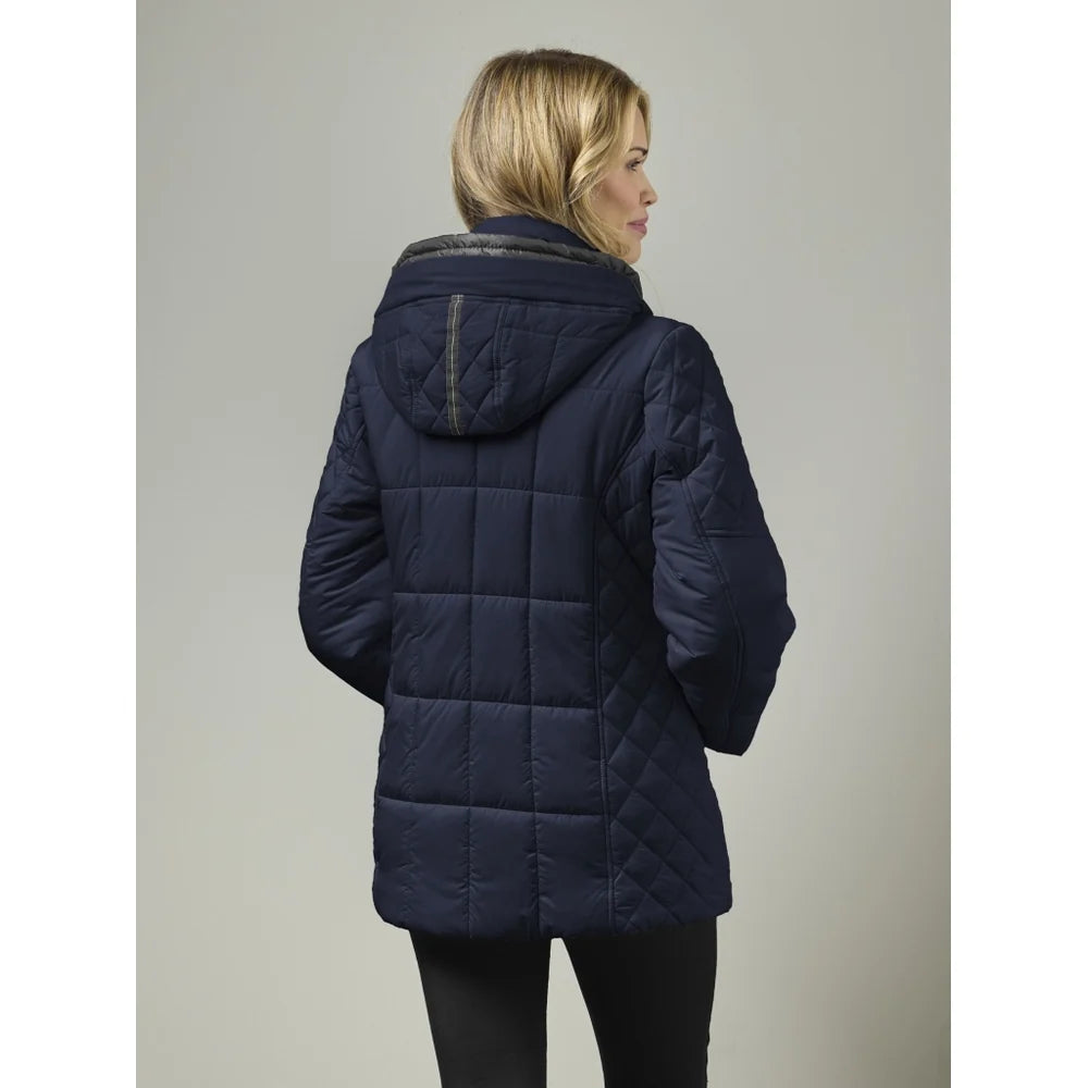 Removable Hood Quilted Puffer Zip & Snap Button Closure Jacket. Style JUN2468