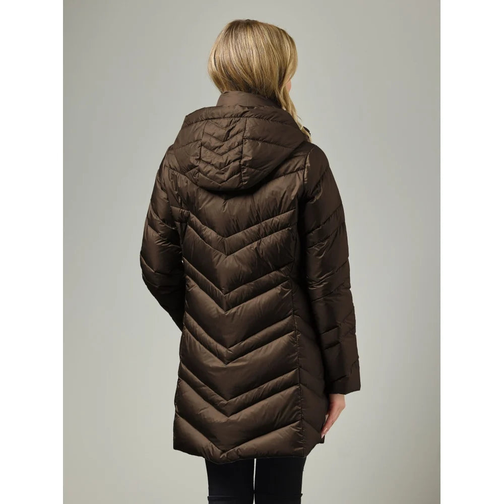 Lightweight Quilted Puffer Zip Front Removable Hood Jacket. Style JUN2441