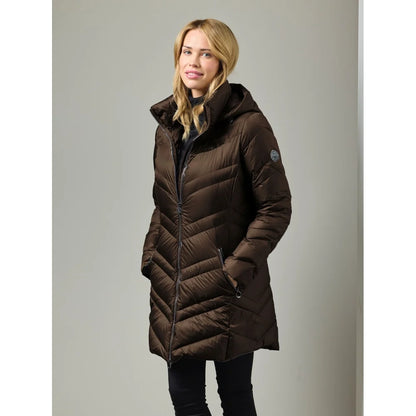 Lightweight Quilted Puffer Zip Front Removable Hood Jacket. Style JUN2441