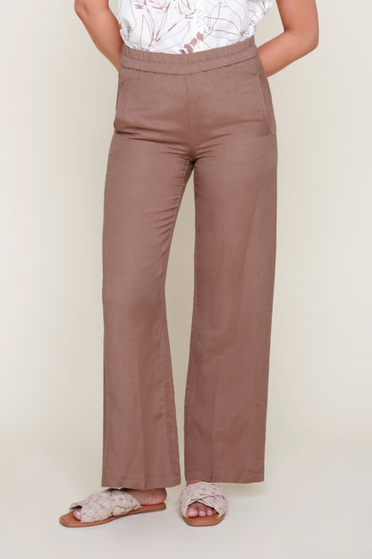 Pull On Wide Leg Linen Blend Pant. Style REN10045-2151