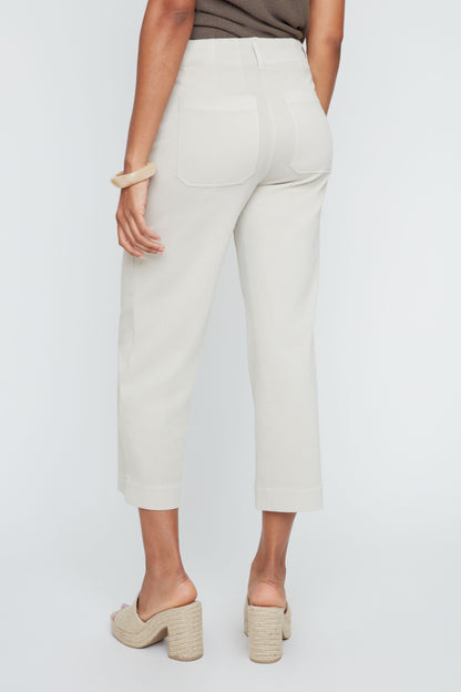 Denim Look Patch Pockets Cropped Pant. Style REN10071KD-E3020