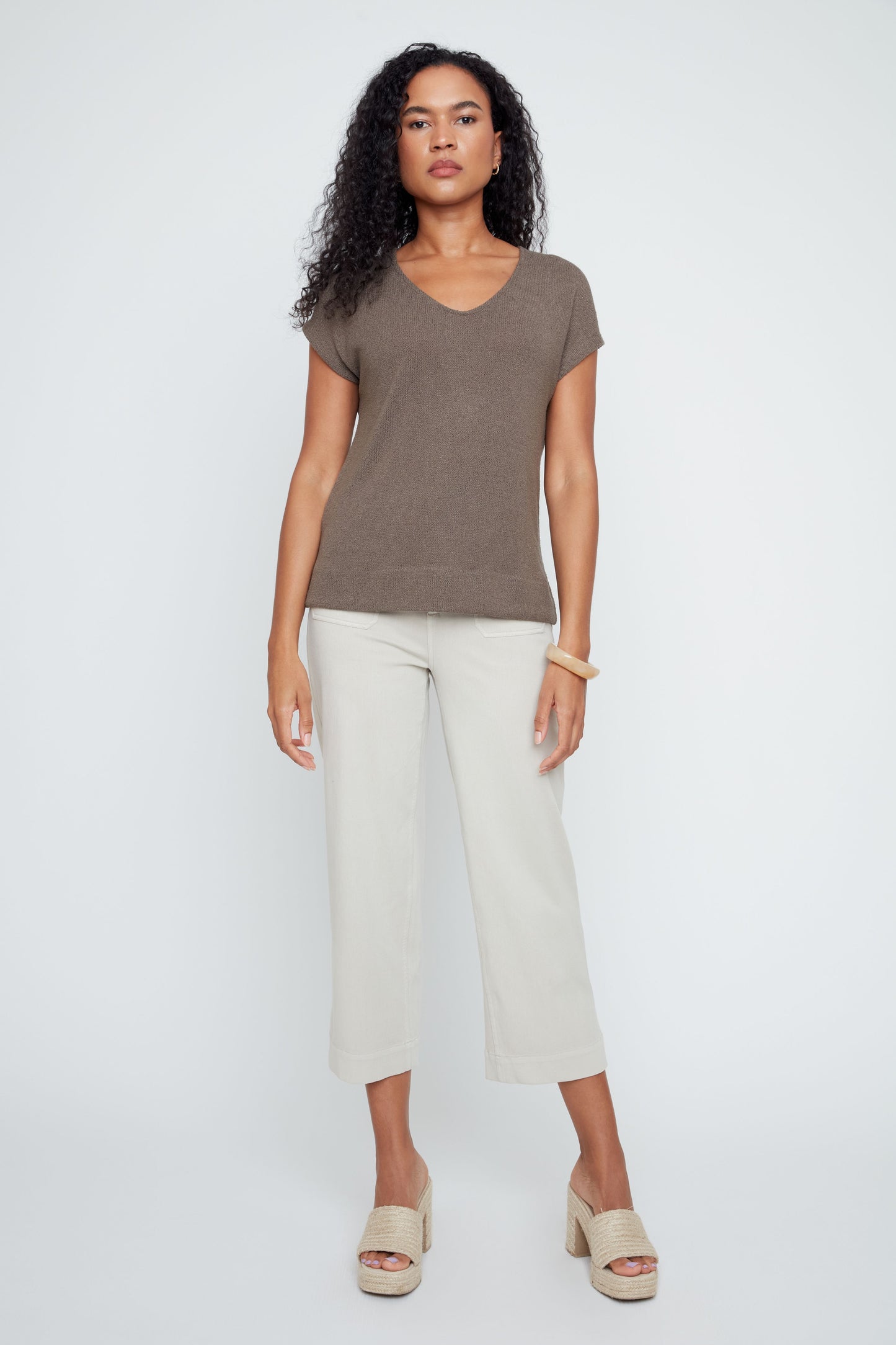 Denim Look Patch Pockets Cropped Pant. Style REN10071KD-E3020