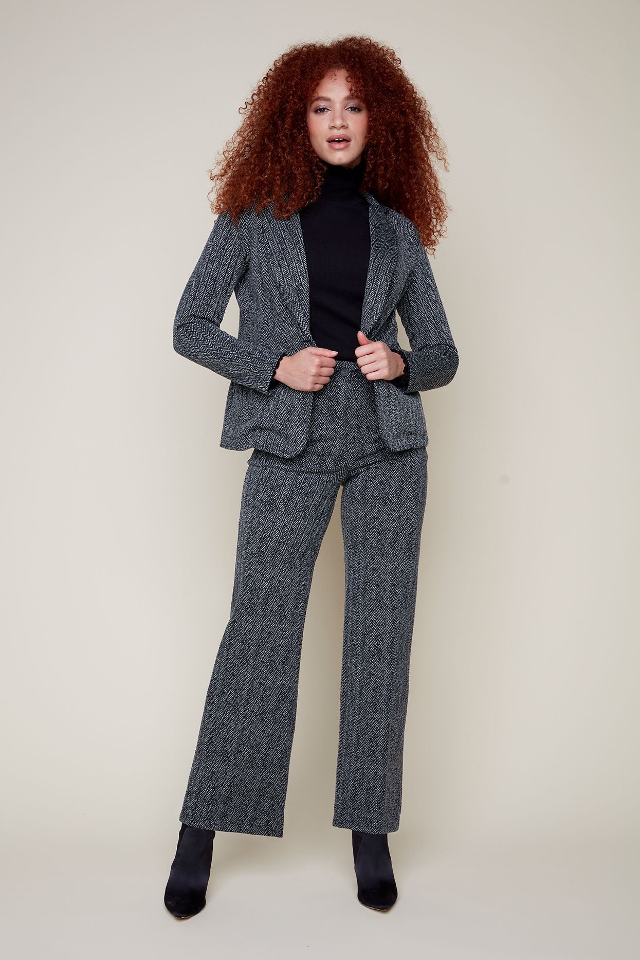 Tweed Notched Collar Blazer. Style REN3881-E3008