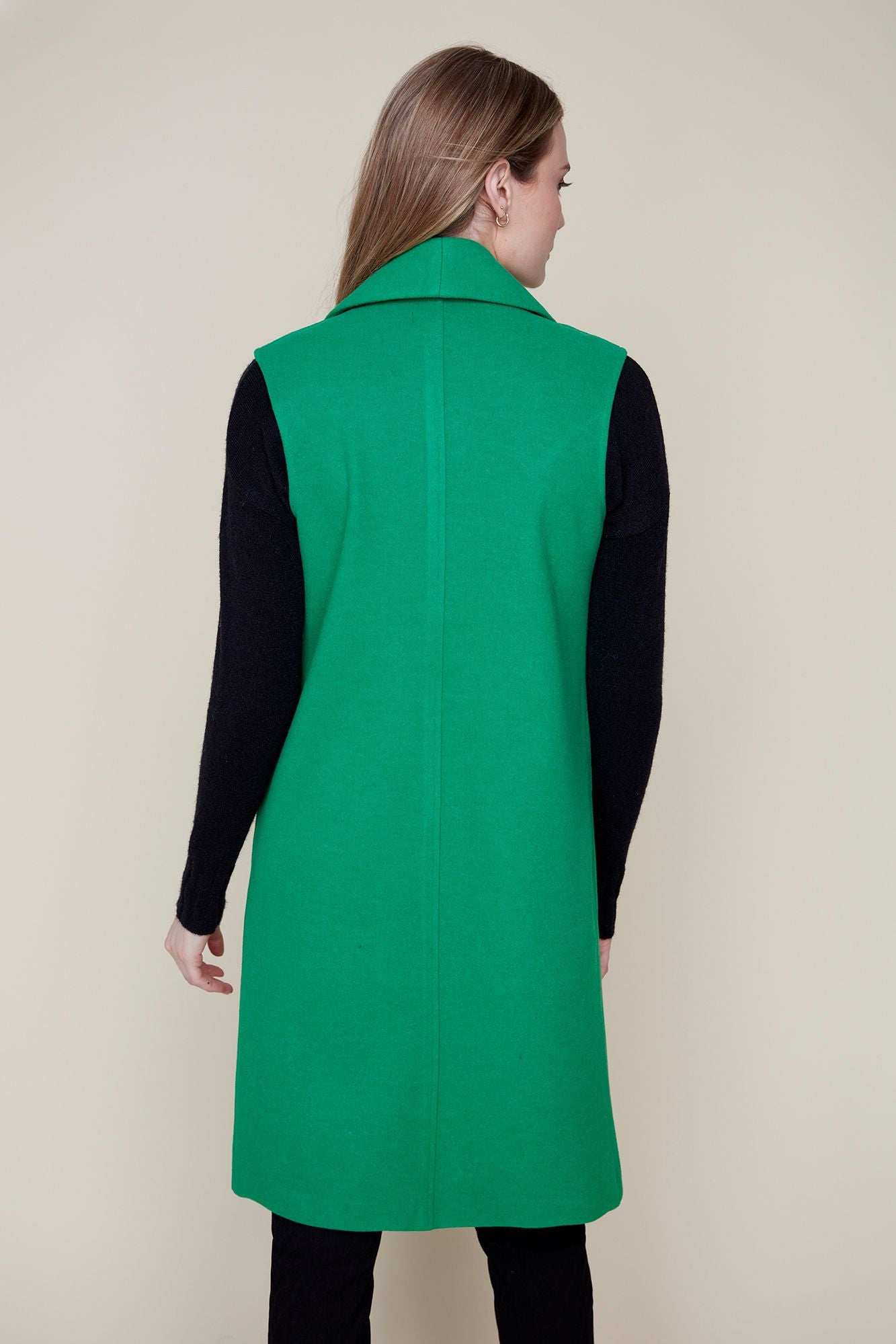 Long Sleeveless Notch Collar Vest. Style REN3883-2196