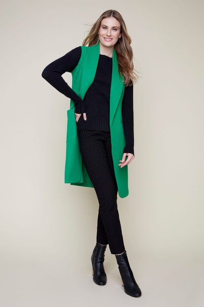 Long Sleeveless Notch Collar Vest. Style REN3883-2196