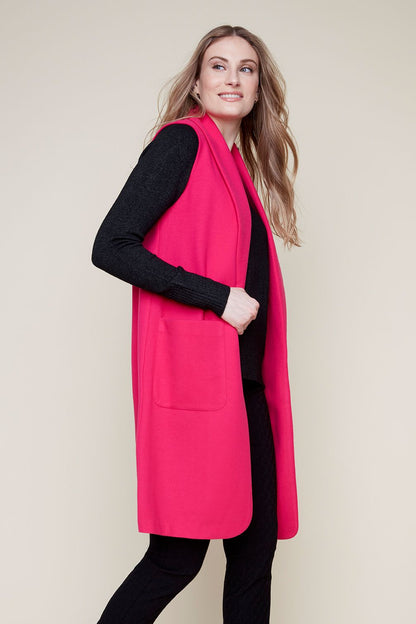 Long Sleeveless Notch Collar Vest. Style REN3883-2196