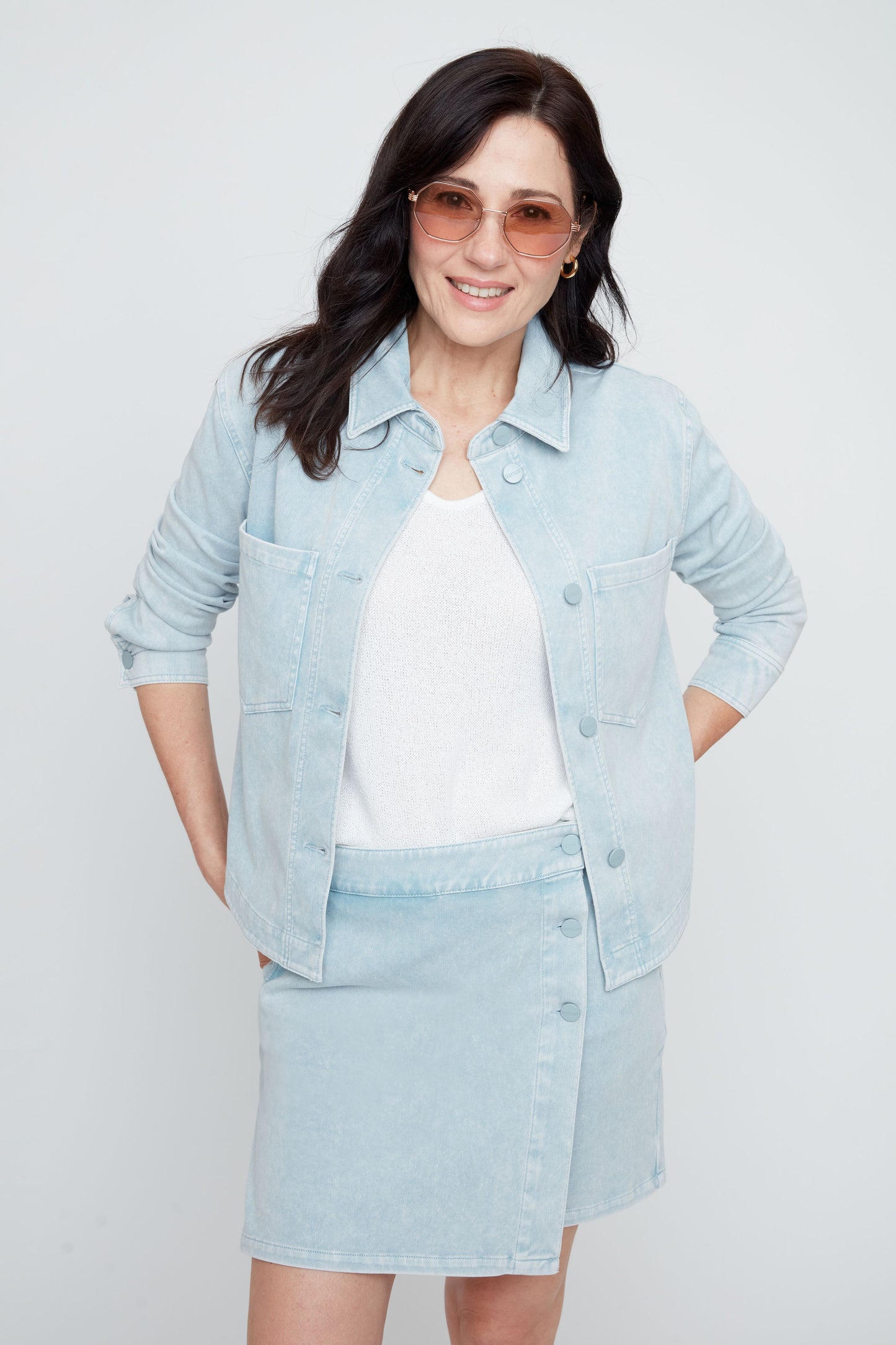 Patch Pocket Stretch Denim Look Jacket. Style REN3892KD-E3020