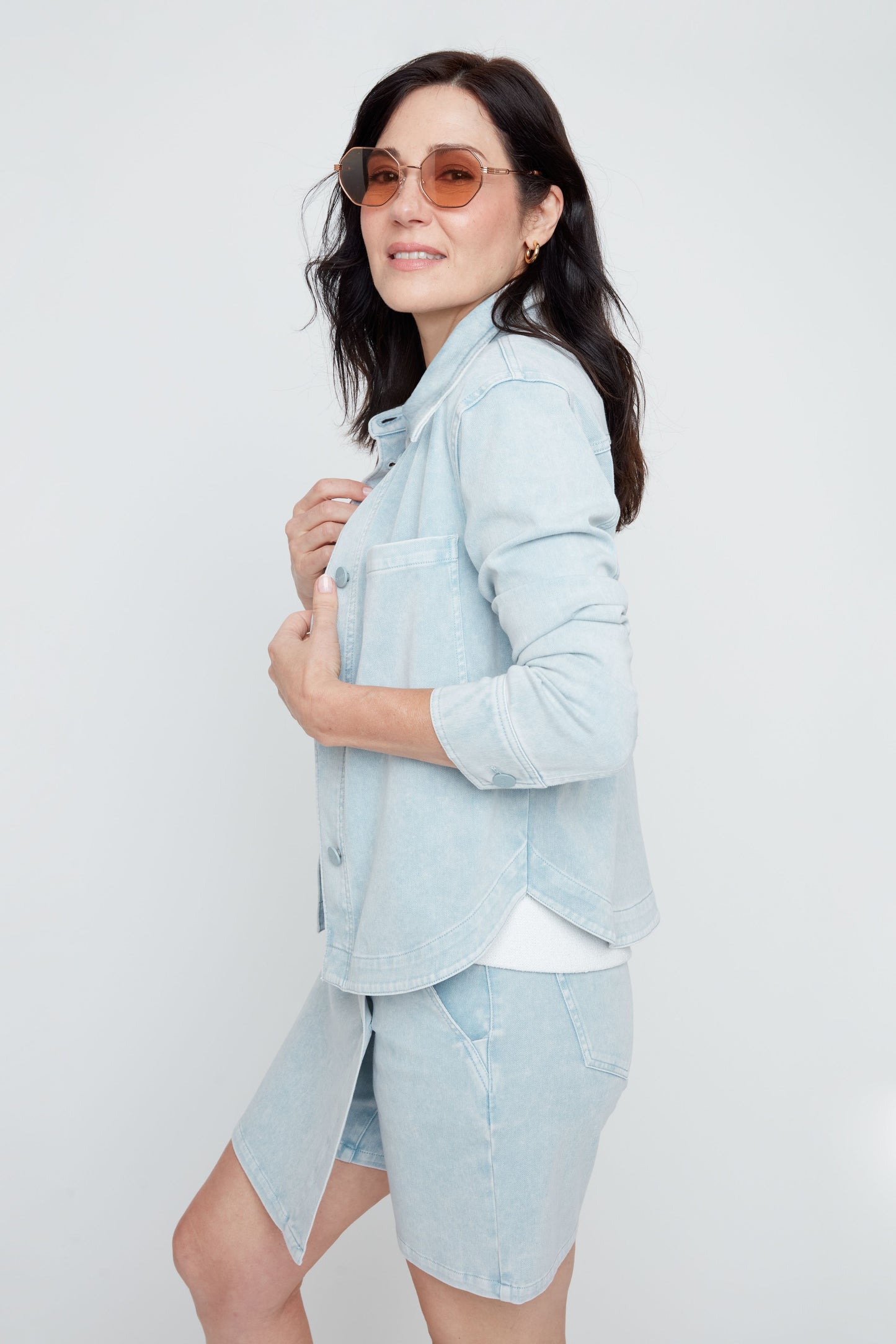 Patch Pocket Stretch Denim Look Jacket. Style REN3892KD-E3020