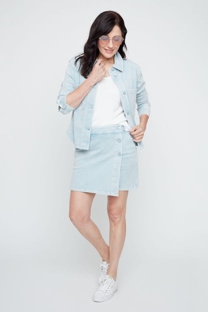 Patch Pocket Stretch Denim Look Jacket. Style REN3892KD-E3020