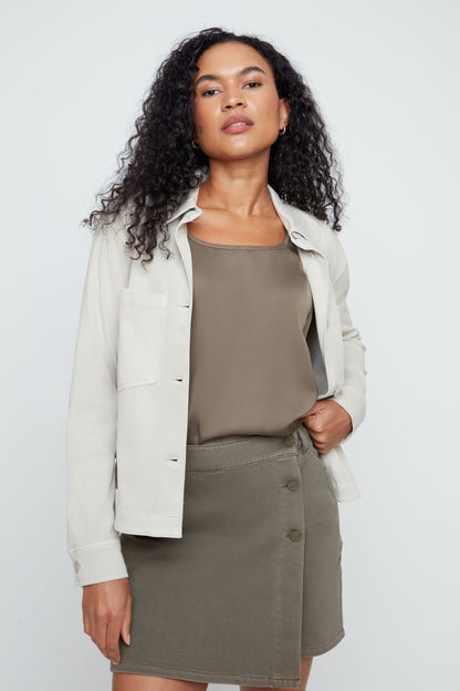 Patch Pocket Stretch Denim Look Jacket. Style REN3892KD-E3020