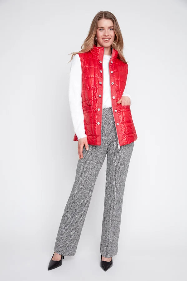Jewel Statement Buttons Quilted Vest. Style REN3907L-E3034
