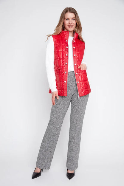 Jewel Statement Buttons Quilted Vest. Style REN3907L-E3034