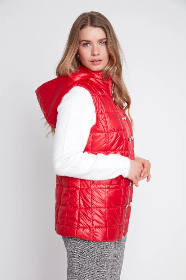Jewel Statement Buttons Quilted Vest. Style REN3907L-E3034