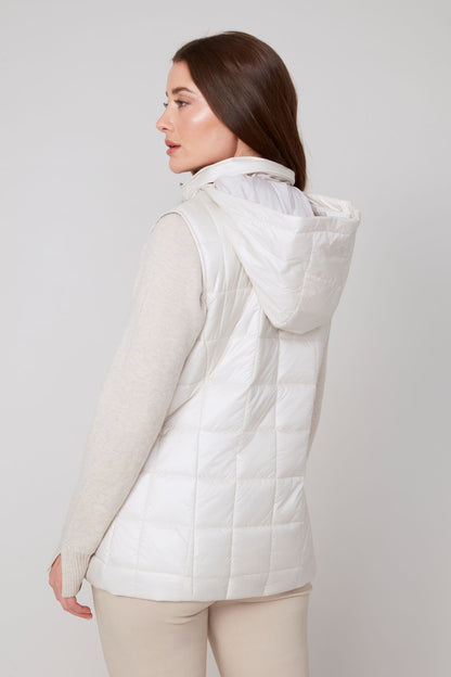Hooded Quilted Rhinestone Placket Vest. Style REN3907L-E3034