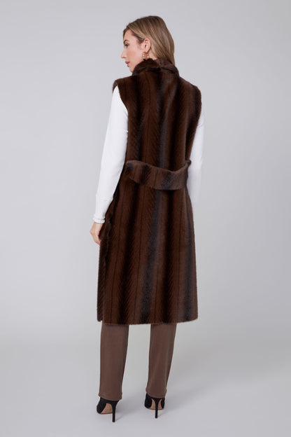 Open Front Long Length Fur Vest . Style REN3925-E3068