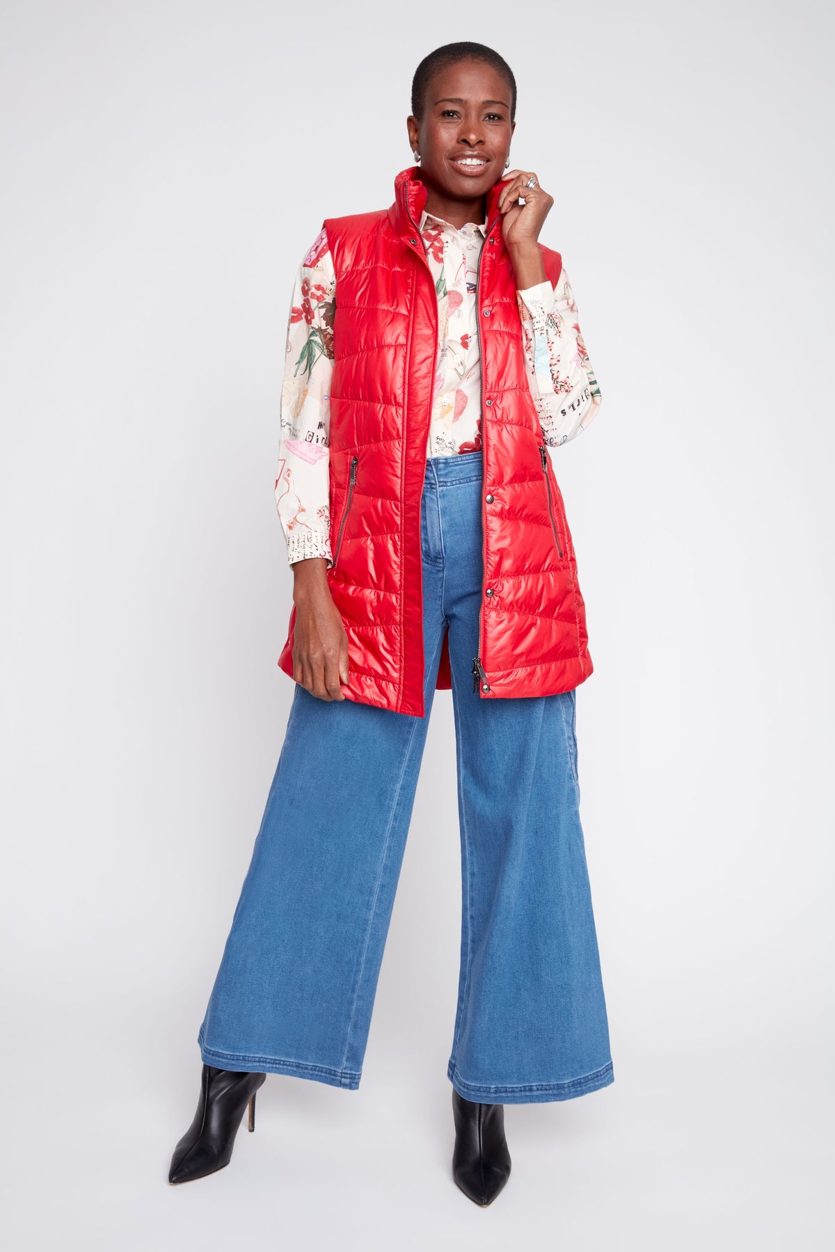 Fur Lined Collar & Longer Length Quilted Vest. Style REN3955L-E3034