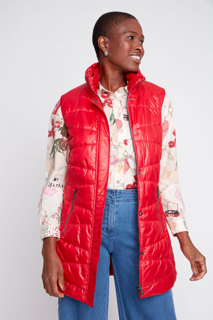 Fur Lined Collar & Longer Length Quilted Vest. Style REN3955L-E3034