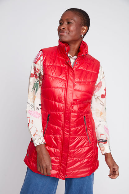 Fur Lined Collar & Longer Length Quilted Vest. Style REN3955L-E3034
