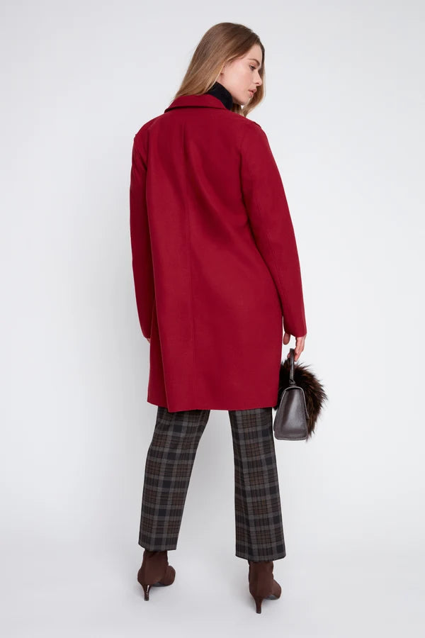 Button Front Notched Lapel Collar Felt Trench Coat. Style REN3957-E3102