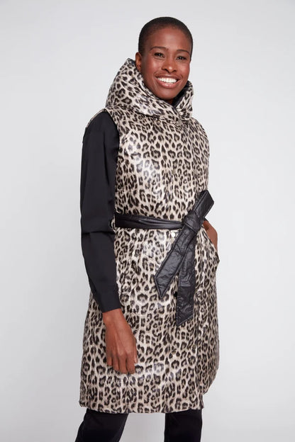 Reversible Cheetah Print Belted Quilted Vest. Style REN3964R-E3121